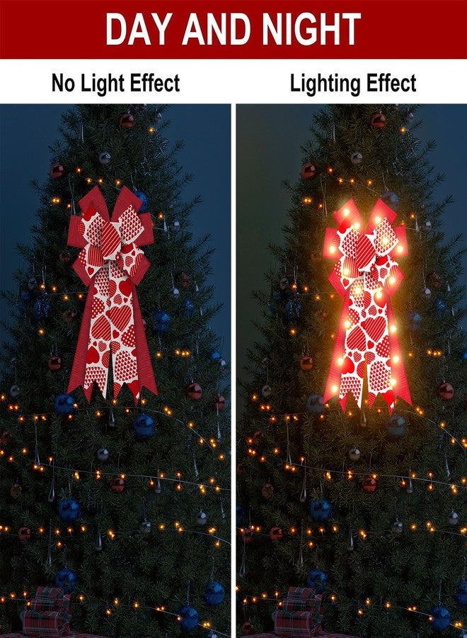 ABTOLS Large LED Valentine's Day Wreath Bows, LED Light Valentine Bows for Wreath Red Heart Wreath Bows Love Bows for Front Door Anniversary Wedding Tree Bows for Indoor Outdoor Decor - Image 3